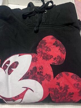Disney Black Sweatpants with Red & White Mickey Graphic